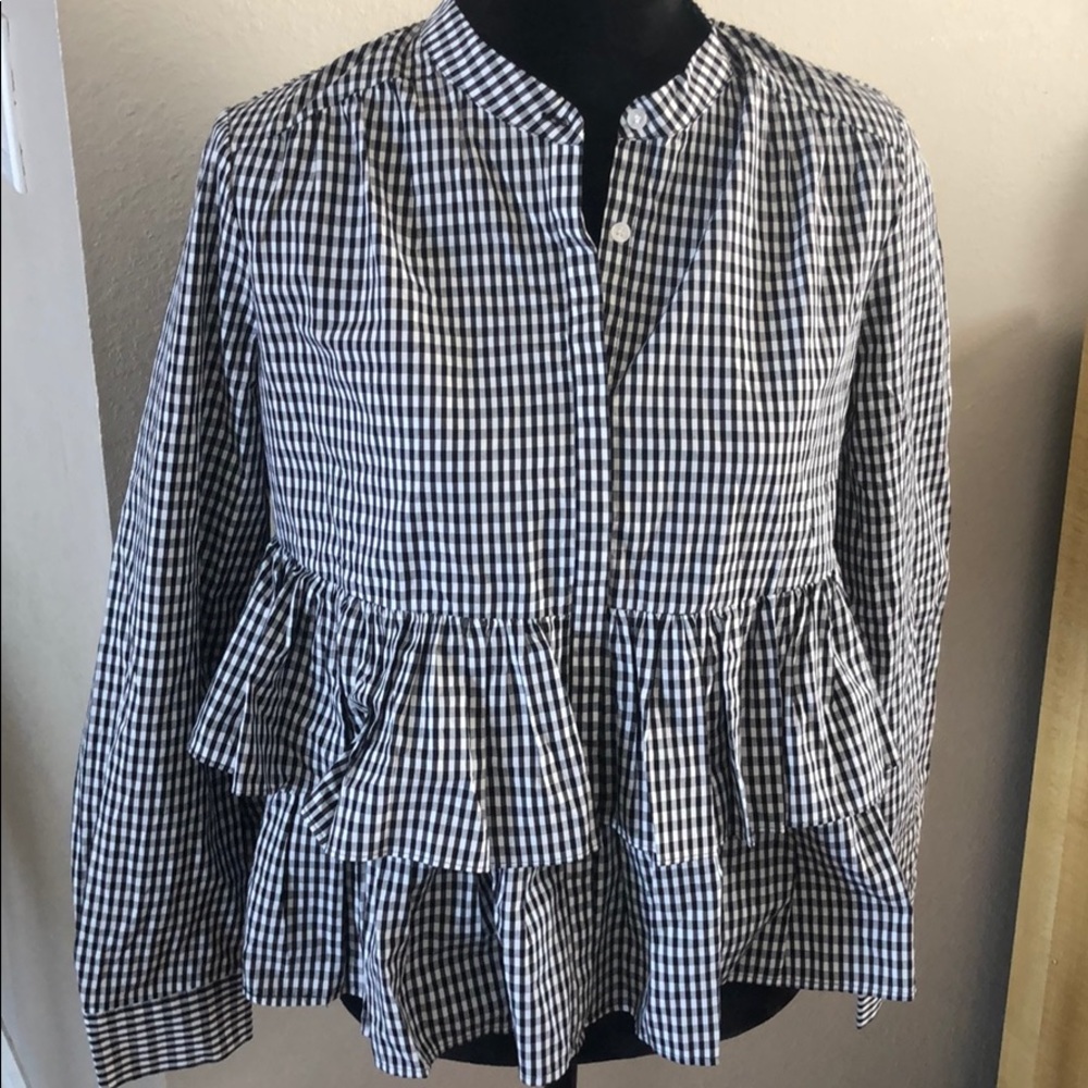 DR2 gingham ruffles blouse